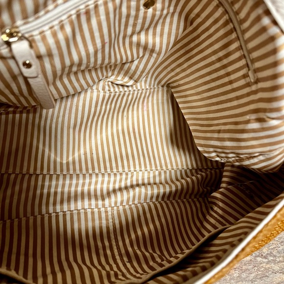 Kate Spade ♠️ white leather and burlap shoulder bag - Picture 6 of 16